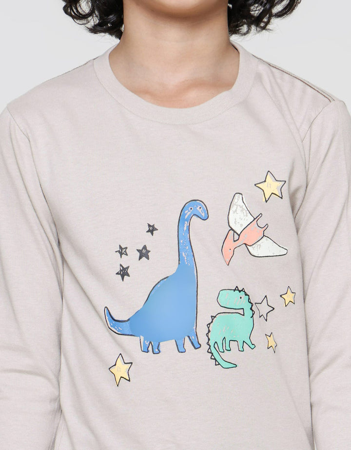 Little M Print Dino Long Sleeve T-Shirt for Boys