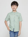 Little M Seasonal Solid Linen Slub Kemeja Koko Anak Laki-Laki