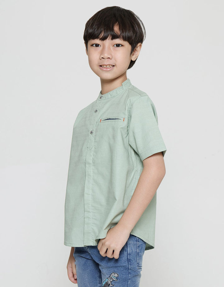 Little M Seasonal Solid Linen Slub Kemeja Koko Anak Laki-Laki