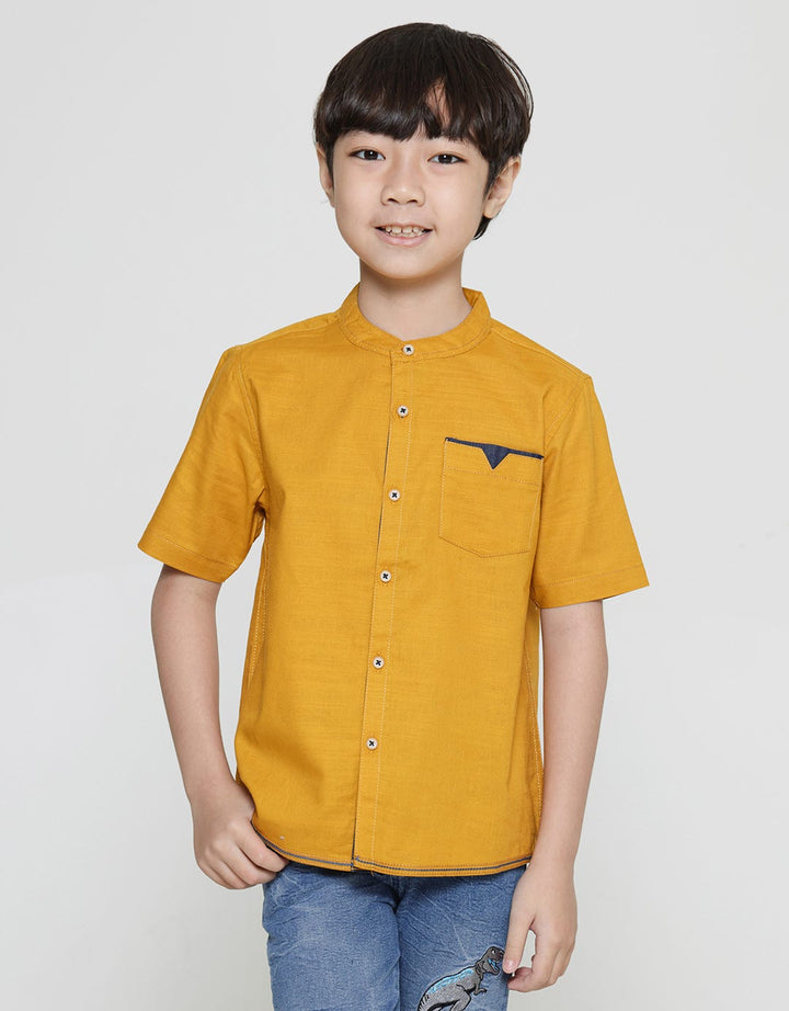 Little M Kemeja Koko Lengan Pendek Seasonal Slub Anak Laki-laki