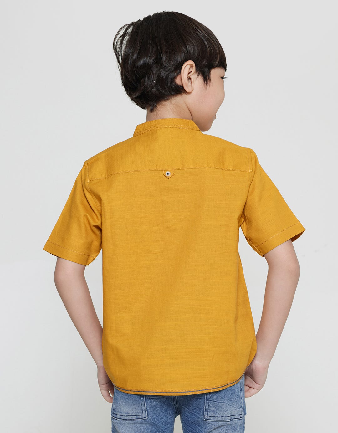 Little M Kemeja Koko Lengan Pendek Seasonal Slub Anak Laki-laki