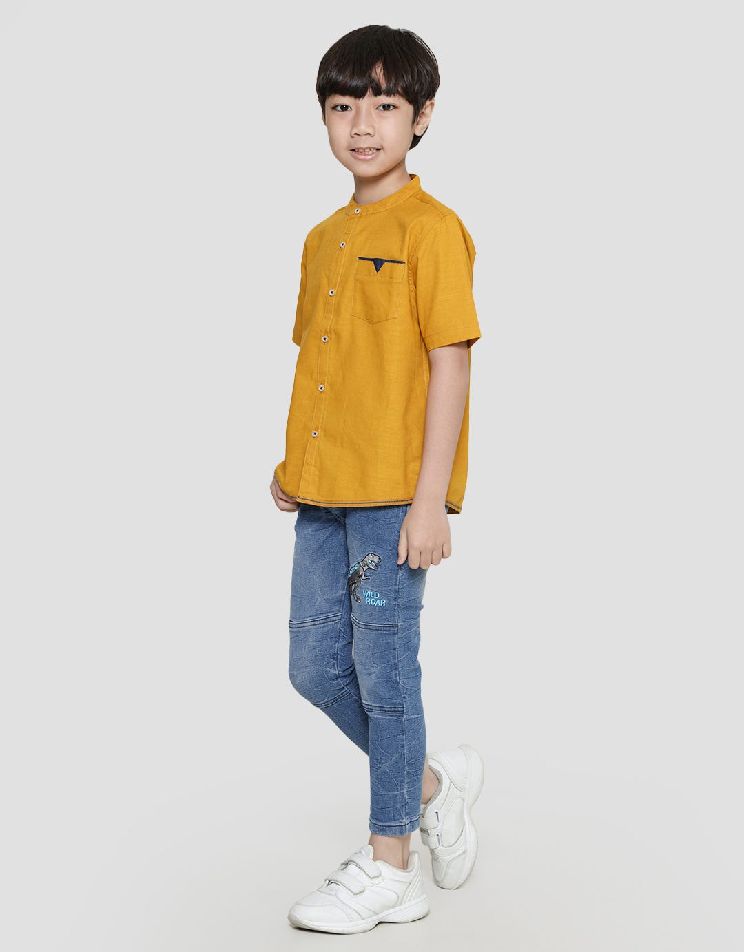 Little M Kemeja Koko Lengan Pendek Seasonal Slub Anak Laki-laki