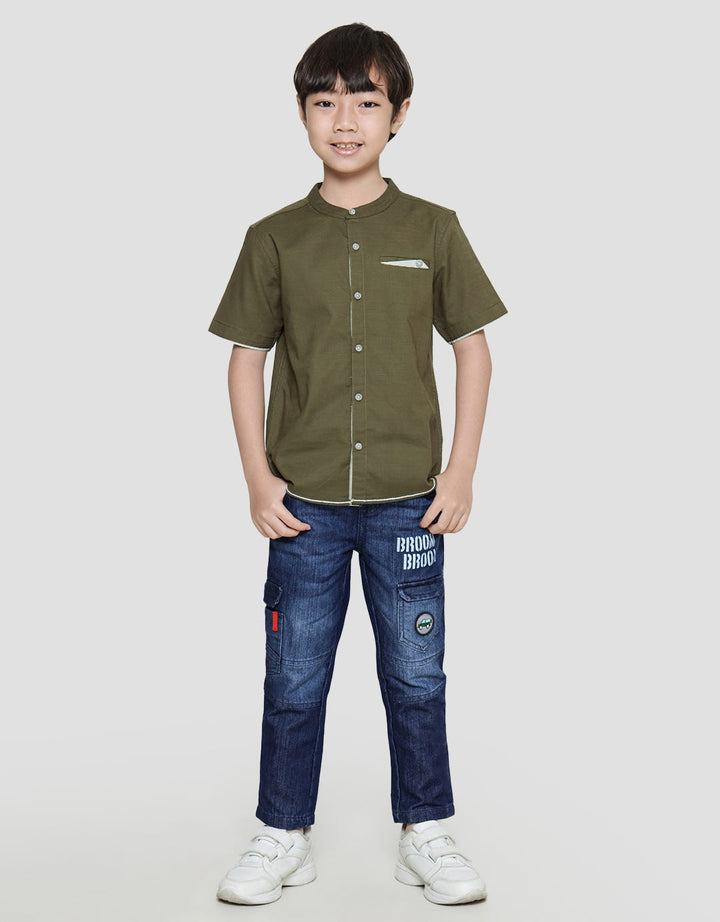 Little M Boys Seasonal Linen Slub Short Sleeve Koko Shirt