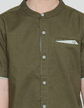 Little M Kemeja Koko Lengan Pendek Seasonal Linen Slub Anak Laki-laki