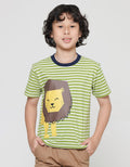 Little M Stripe Lion Boys Short Sleeve T-Shirt