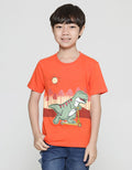 Little M Boys Short Sleeve T-Shirt Dino Print Application