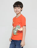 Little M Boys Short Sleeve T-Shirt Dino Print Application