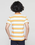 Little M Henley Stripe Print Dino Boys Short Sleeve T-Shirt