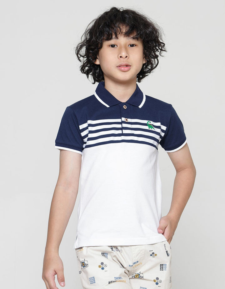 Little M Lacoste Stripe Dada Kaos Polo Anak Laki-Laki
