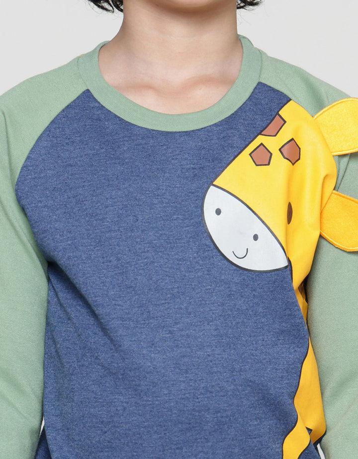 Little M Sweater Terry Raglan Giraffe Anak Laki-laki