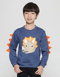 Little M Terry Dino Aplikasi Sweater Anak Laki-Laki