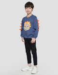 Little M Terry Dino Aplikasi Sweater Anak Laki-Laki