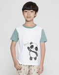 Little M Hey Panda Tangan Stripe Kaos Lengan Pendek Anak Laki-Laki