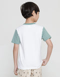 Little M Hey Panda Tangan Stripe Kaos Lengan Pendek Anak Laki-Laki