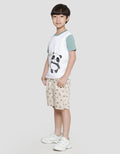 Little M Hey Panda Tangan Stripe Kaos Lengan Pendek Anak Laki-Laki