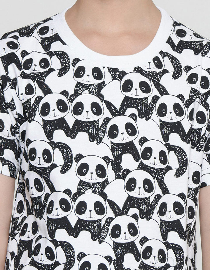 Little M Print Panda Kaos Lengan Pendek Anak Laki-Laki