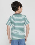 Little M Henley Stripe Print Panda Embroidery Boys Short Sleeve T-Shirt