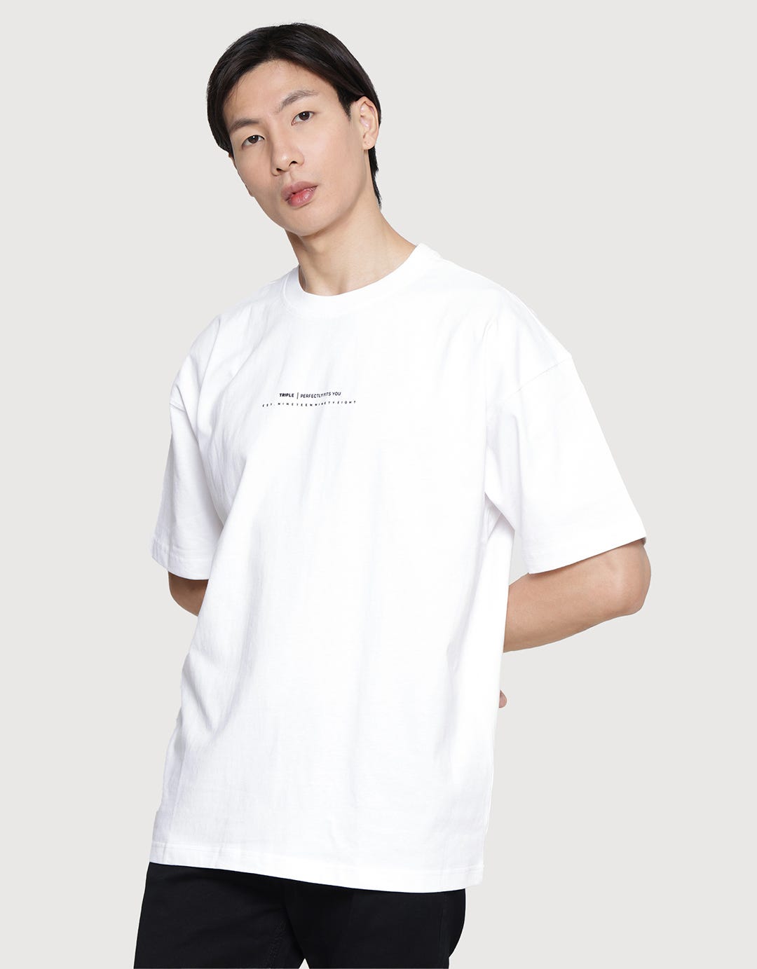 Triple Mini Wording Kaos Oversize Pria