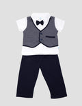 Pipiniko Set Boys Woven Vest Knit Tekstur