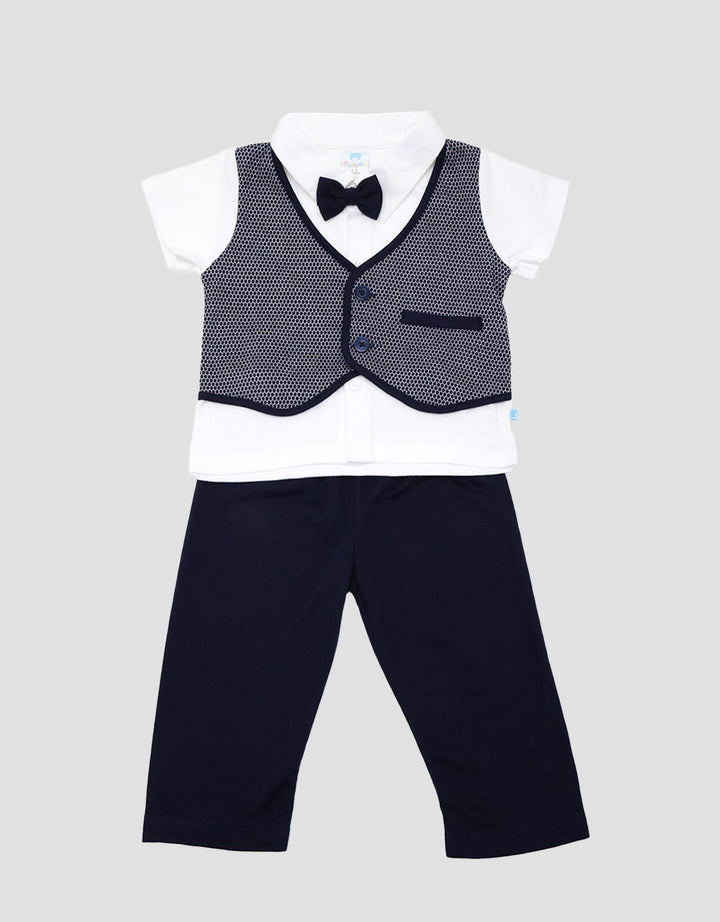 Pipiniko Set Boys Woven Vest Knit Tekstur