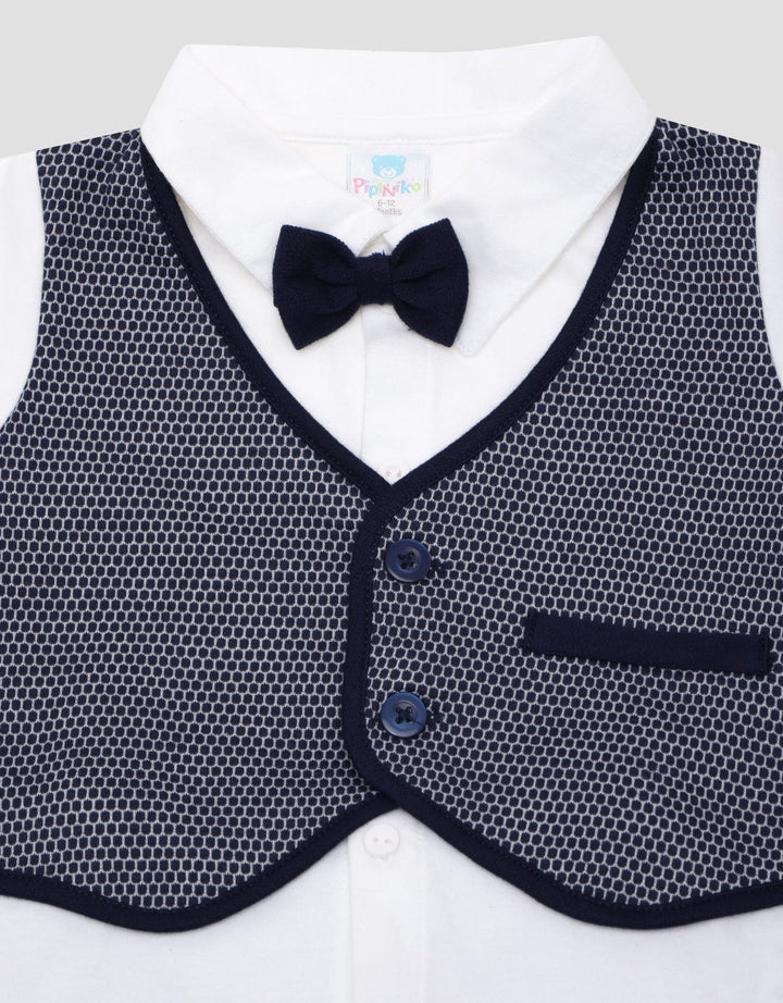 Pipiniko Set Boys Woven Vest Knit Tekstur