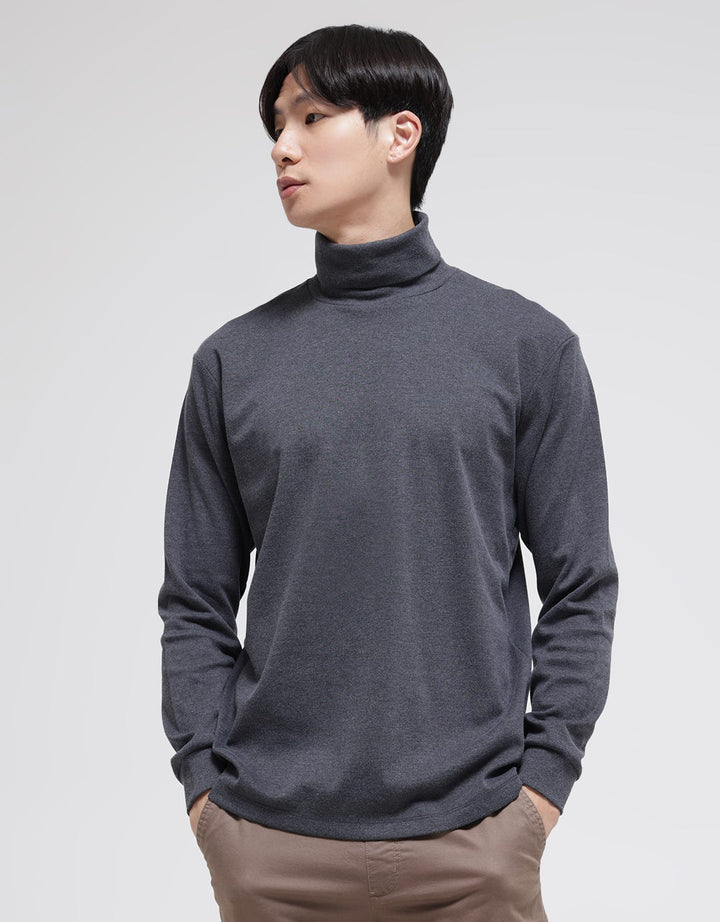 Suko Turtle Neck Soft Touch Kerah Turtle Kaos Lengan Panjang  Pria