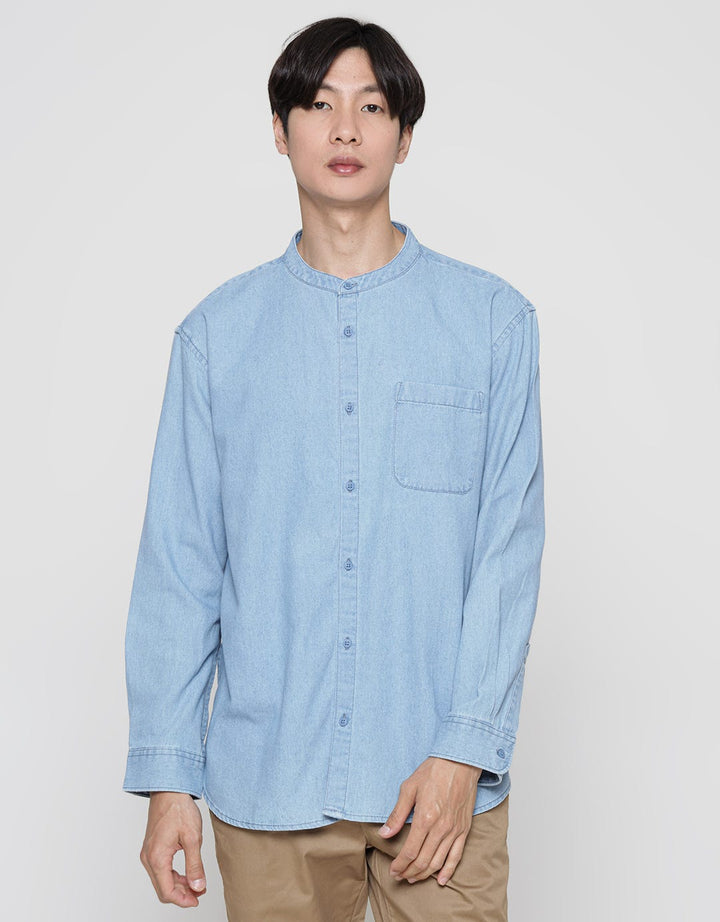 Suko Denim Woven Solid Kemeja Pria