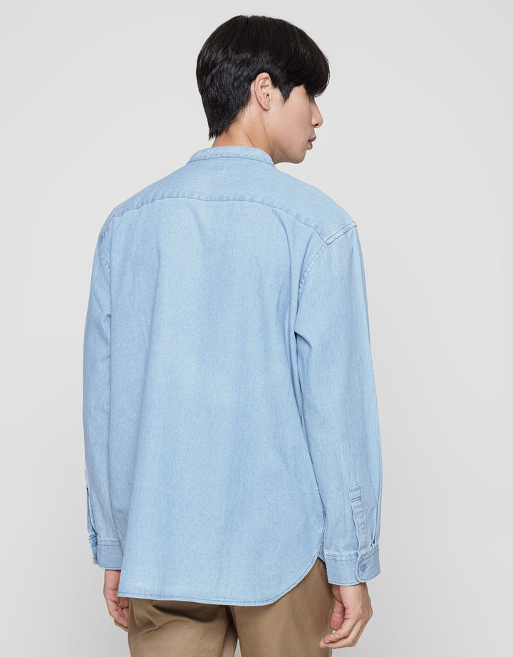Suko Denim Woven Solid Kemeja Pria