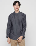 Suko Kemeja Denim Woven Top Solid Lengan Panjang