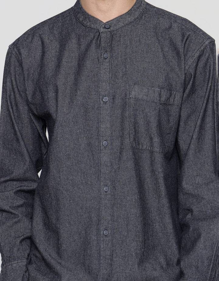 Suko Kemeja Denim Woven Top Solid Lengan Panjang