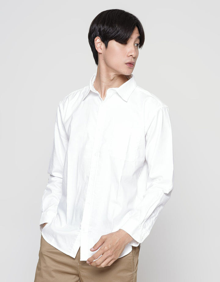 Suko Twill Woven Solid Kemeja Lengan Panjang Pria