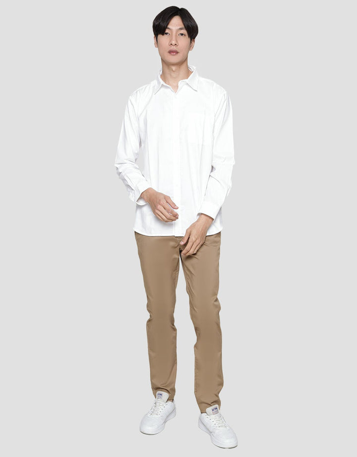 Suko Twill Woven Solid Kemeja Lengan Panjang Pria