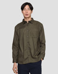 Suko Twill Woven Solid Kemeja Lengan Panjang Pria