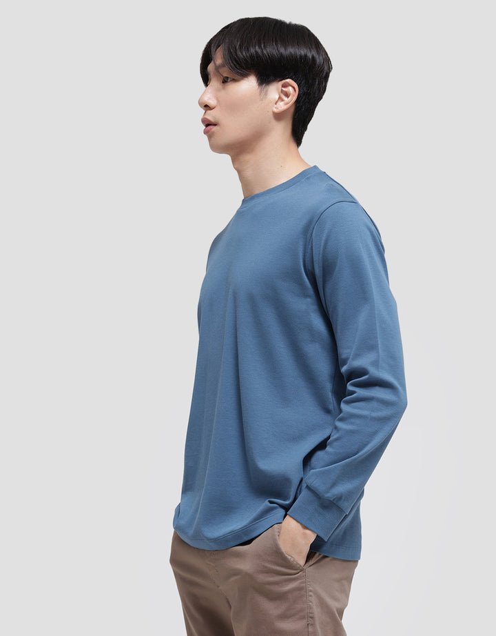 Suko Round Neck Soft Touch Kerah Bulat Lengan Panjang Kaos Pria