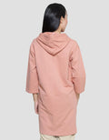 Suko Gaun Hoodie Lengan 3/4 Plain Jersey Asymmetric Wanita