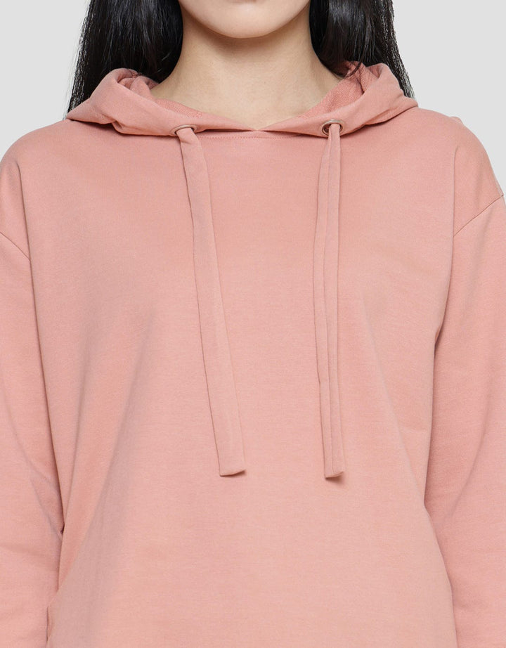 Suko Gaun Hoodie Lengan 3/4 Plain Jersey Asymmetric Wanita