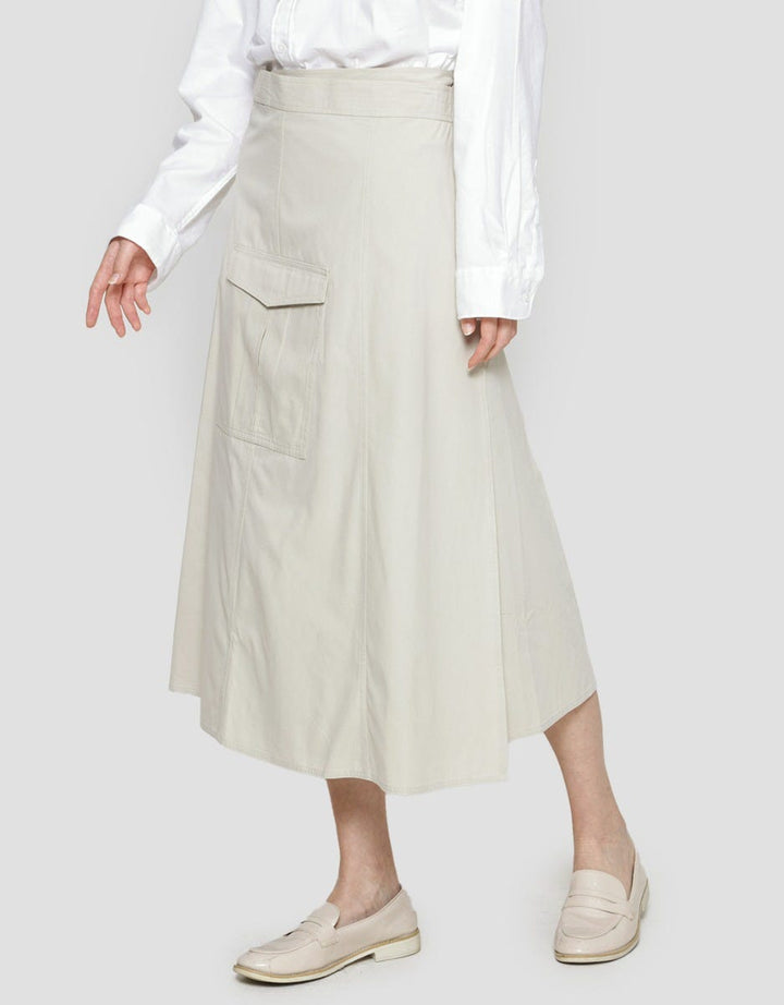 Suko Rok Woven Midi Skirt W/ Flap Pocket Bottom Cargo