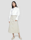 Suko Rok Woven Midi Skirt W/ Flap Pocket Bottom Cargo