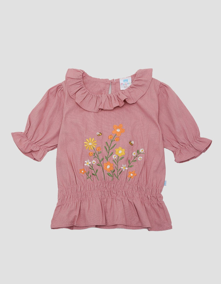 Pipiniko Top Woven Girls Flower Bee