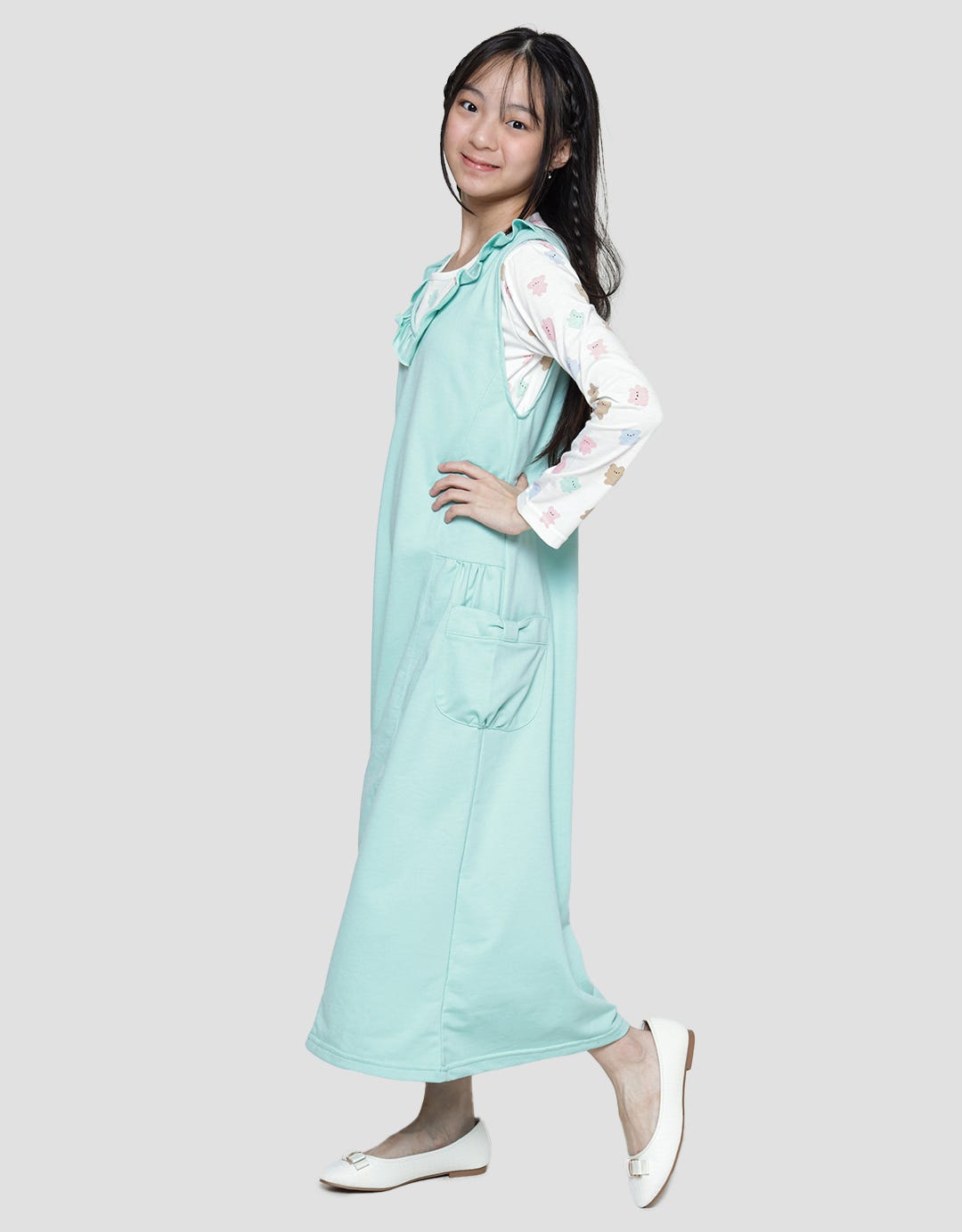 Nevada Long Sleeve Maxi Dress Overall Knit With Bear Inner