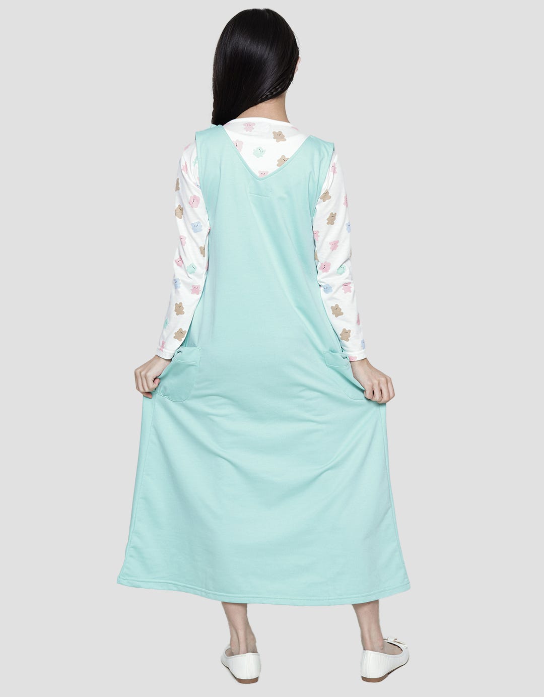 Nevada Long Sleeve Maxi Dress Overall Knit With Bear Inner