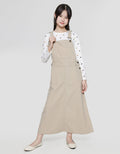 Nevada Long Sleeve Maxi Dress Overall Canvas With Polkadot Motif Inner