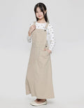 Nevada Long Sleeve Maxi Dress Overall Canvas With Polkadot Motif Inner