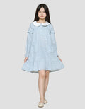 Nevada Geber With Contrast Round Collar Midi Dress Anak Perempuan