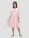 Nevada Woven With Contrast Big Collar Midi Dress Anak Perempuan