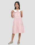 Nevada Woven With Contrast Big Collar Midi Dress Anak Perempuan