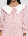 Nevada Woven With Contrast Big Collar Midi Dress Anak Perempuan