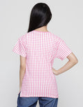 Nevada Short Sleeve T-Shirt Full Print Checkered Print Xoxo