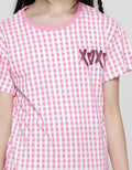 Nevada Short Sleeve T-Shirt Full Print Checkered Print Xoxo