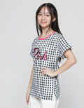 Nevada Short Sleeve T-Shirt Full Print Checkered Print Hello
